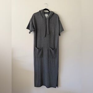 100% Organic Cotton Gray Knit Minimalist Hoodie Sweater Dress Women’s Large